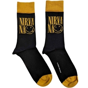 Nirvana - Logo Stacked Uni Bl Socks (Eu 40-45) in the group MERCHANDISE / Merch / Hårdrock,Pop-Rock at Bengans Skivbutik AB (5516819)