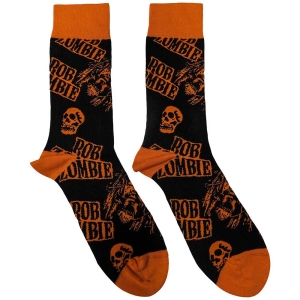Rob Zombie - Skull Face Orange Uni Bl Socks (Eu 40-45 in the group MERCHANDISE / Merch / Hårdrock at Bengans Skivbutik AB (5536184)