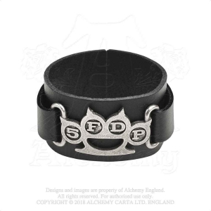 Five Finger Death Punch - Knuckle Duster Leather Wriststrap in the group MERCHANDISE / Merch / Hårdrock at Bengans Skivbutik AB (5536875)