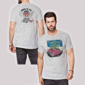 Bruce Springsteen - Pink Cadillac Uni Grey    S in the group MERCHANDISE / T-shirt / Pop-Rock at Bengans Skivbutik AB (5540638r)