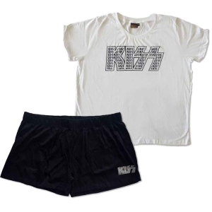 Kiss - Logo Infill Lady Wht/Bl Summer Pyjamas:  in the group MERCHANDISE / Merch / Hårdrock at Bengans Skivbutik AB (5540910r)