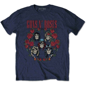 Guns N Roses - Skulls Wreath Uni Navy    S in the group MERCHANDISE / T-shirt / Hårdrock at Bengans Skivbutik AB (5542233r)