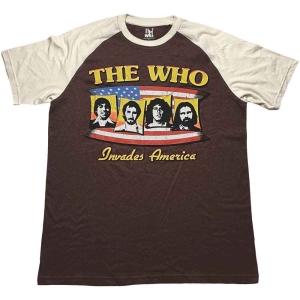 The Who - Invades America Uni Brown/Natrl Raglan:  in the group MERCHANDISE / T-shirt / Pop-Rock at Bengans Skivbutik AB (5542579r)