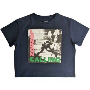 The Clash - London Calling Lady Navy Crop Top:  in the group MERCHANDISE / T-shirt / Punk at Bengans Skivbutik AB (5543153r)