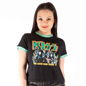 Kiss - St Paddy's Ringer Lady Bl Crop Top:  in the group MERCHANDISE / T-shirt / Hårdrock at Bengans Skivbutik AB (5543165r)