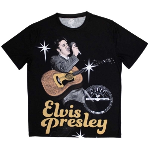 Elvis Presley - Elvis Mic Uni Bl Sublim  in the group MERCHANDISE / T-shirt / Pop-Rock at Bengans Skivbutik AB (5544011r)