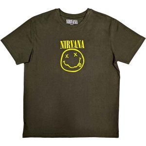 Nirvana - Yellow Happy Face Uni Green  in the group MERCHANDISE / T-shirt / Pop-Rock at Bengans Skivbutik AB (5546463r)
