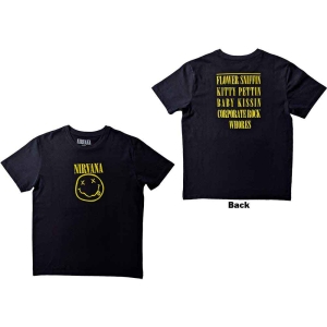 Nirvana - Yellow Happy Face Flower Sniffin' Uni Bl in the group MERCHANDISE / T-shirt / Pop-Rock at Bengans Skivbutik AB (5546469r)