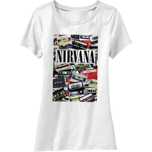Nirvana - Cassettes Lady Wht  in the group MERCHANDISE / T-shirt / Pop-Rock at Bengans Skivbutik AB (5546473r)