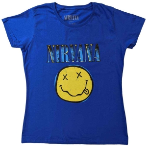 Nirvana - Xerox Happy Face Blue Uni Blue  in the group MERCHANDISE / T-shirt / Pop-Rock at Bengans Skivbutik AB (5546479r)