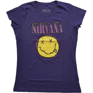 Nirvana - Xerox Happy Face Pink Lady Purp in the group MERCHANDISE / T-shirt / Pop-Rock at Bengans Skivbutik AB (5546484r)