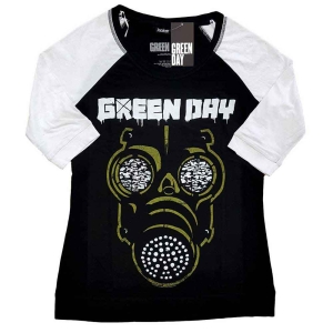 Green Day - Green Mask Lady Bl/Wht Raglan in the group MERCHANDISE / T-shirt / Punk at Bengans Skivbutik AB (5547132r)