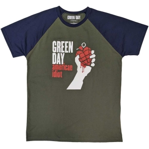 Green Day - American Idiot Uni Khaki/Navy Raglan in the group MERCHANDISE / T-shirt / Punk at Bengans Skivbutik AB (5547134r)