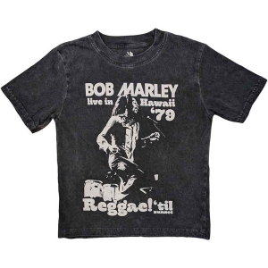 Bob Marley - Hawaii Snow Wash Boys T-Shirt Char in the group MERCHANDISE / Merch / Reggae at Bengans Skivbutik AB (5548660r)