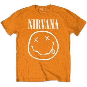 Nirvana - Happy Face Boys T-Shirt Orange in the group MERCHANDISE / Merch / Pop-Rock at Bengans Skivbutik AB (5548769r)