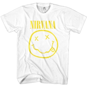 Nirvana - Happy Face Boys T-Shirt Wht in the group MERCHANDISE / Merch / Pop-Rock at Bengans Skivbutik AB (5548774r)