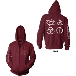 Led Zeppelin - Symbols Uni Maroon Zip Hoodie in the group MERCHANDISE / Hoodies / Pop-Rock at Bengans Skivbutik AB (5553206r)