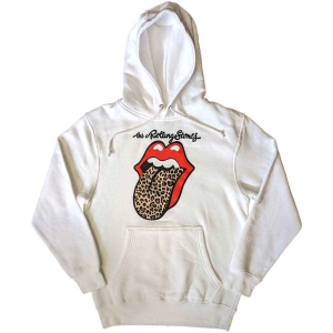 Rolling Stones - Leopard Tongue Uni Wht Hoodie  in the group MERCHANDISE / Hoodies / Pop-Rock at Bengans Skivbutik AB (5554685r)