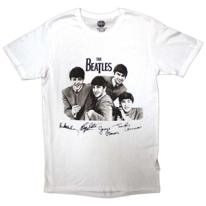 The Beatles - Mop Tops & Signatures Wht T-Shirt in the group OUR PICKS / New Merch / June at Bengans Skivbutik AB (5556044r)