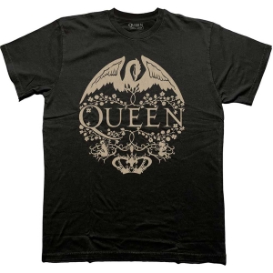 Queen - Floral Crest Mono Uni Bl in the group MERCHANDISE / T-shirt / Pop-Rock at Bengans Skivbutik AB (5570048r)