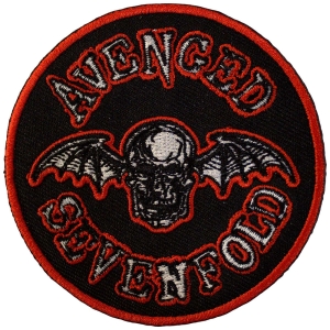 Avenged Sevenfold - Deathbat Orange Border Woven Patch in the group MERCHANDISE / Merch / Hårdrock at Bengans Skivbutik AB (5581808)