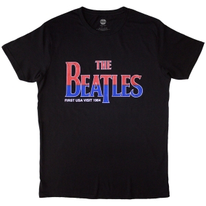 Beatles - First Usa Visit Uni Bl T-Shirt in the group MERCHANDISE / T-shirt / Pop-Rock at Bengans Skivbutik AB (5583016r)