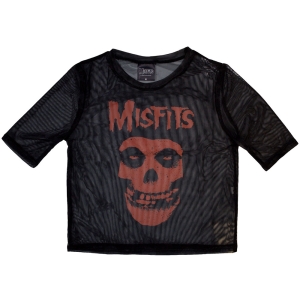 Misfits - Orange Logo & Skull Lady Bl Mesh Crop Top in the group MERCHANDISE / T-shirt / Punk at Bengans Skivbutik AB (5583041r)