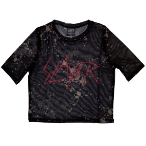 Slayer - Scratchy Logo Lady Bl Mesh Crop Top in the group MERCHANDISE / T-shirt / Hårdrock at Bengans Skivbutik AB (5583051r)