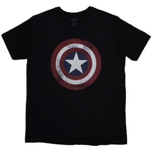 Marvel  - Captain America Distress Shield Uni Bl T-Shirt in the group MERCHANDISE / T-shirt / Film-Musikal at Bengans Skivbutik AB (5583721r)