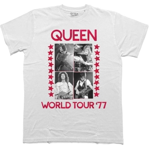 Queen - World Tour 77 Uni Wht T-Shirt in the group MERCHANDISE / T-shirt / Pop-Rock at Bengans Skivbutik AB (5583830)