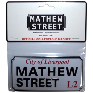 Rock Off - Mathew Street Liverpool Sign Embossed Magnet in the group MERCHANDISE / Merch / Pop-Rock at Bengans Skivbutik AB (5583945)