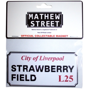 Rock Off - Strawberry Field Liverpool Sign Embossed Magnet in the group MERCHANDISE / Merch / Pop-Rock at Bengans Skivbutik AB (5583947)