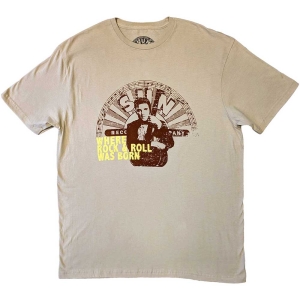 Elvis Presley - Sun Records Elvis Where R&R Was Born Uni Sand T-Shirt in the group MERCHANDISE / T-shirt / Pop-Rock at Bengans Skivbutik AB (5583999r)