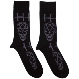 Him - Him Heartagram Skull Uni Bl Socks (Size 40-44) in the group MERCHANDISE / Merch / Hårdrock at Bengans Skivbutik AB (5586286)