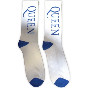 Queen - Blue Logo Uni Wht Socks (Size 40-44) in the group MERCHANDISE / Merch / Pop-Rock at Bengans Skivbutik AB (5586298)