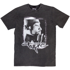 Tupac - Spray Photo Stone Wash Uni Char T-Shirt in the group MERCHANDISE / T-shirt / Hip Hop-Rap at Bengans Skivbutik AB (5586737r)