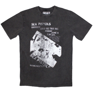 Sex Pistols - Manchester Flyer Stone Wash Uni Char T-Shirt in the group MERCHANDISE / T-shirt / Punk at Bengans Skivbutik AB (5586787r)