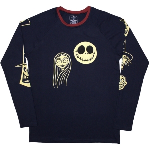 The Nightmare Before Christmas - Faces Aop Uni Navy Longsleeve in the group MERCHANDISE / T-shirt / Film-Musikal at Bengans Skivbutik AB (5586790r)