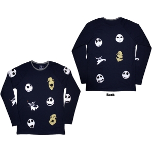 The Nightmare Before Christmas - Character Heads Uni Navy Longsleeve in the group MERCHANDISE / T-shirt / Film-Musikal at Bengans Skivbutik AB (5586794r)