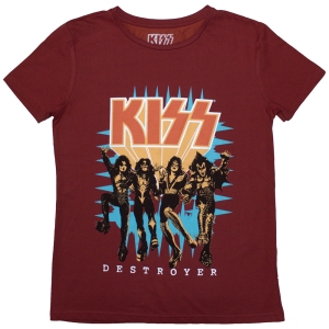 Kiss - Destroyer 3D Logo Lady Red T-Shirt in the group MERCHANDISE / T-shirt / Hårdrock at Bengans Skivbutik AB (5587280r)