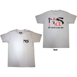 Nas - One Mic Uni Grey T-Shirt in the group MERCHANDISE / T-shirt / Hip Hop-Rap at Bengans Skivbutik AB (5587290r)