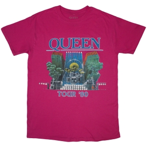 Queen - Queen Tour 80 Uni Pink T-Shirt in the group MERCHANDISE / T-shirt / Pop-Rock at Bengans Skivbutik AB (5587298r)