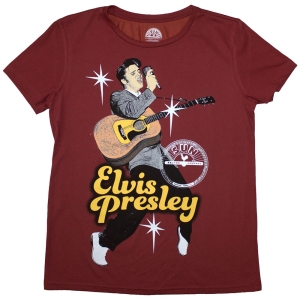 Elvis Presley - Sun Records Elvis Mic Lady Red T-Shirt in the group MERCHANDISE / T-shirt / Pop-Rock at Bengans Skivbutik AB (5587305r)