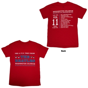 Beatles - Washington 64 Stars Setlist Uni Red T-Shirt in the group MERCHANDISE / T-shirt / Nyheter / Pop-Rock at Bengans Skivbutik AB (5589198r)