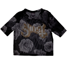 Ghost - Logo & Roses Lady Bl Mesh Crop Top