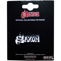 Saxon - White Logo Pin Badge